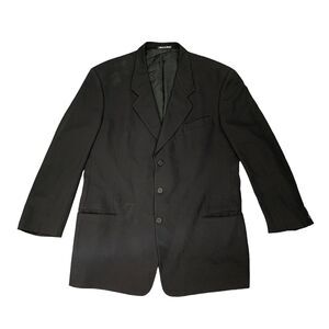 Vintage Giorgio Armani Blazer Mens L Black Virgin Wool Single Breasted 3 Button
